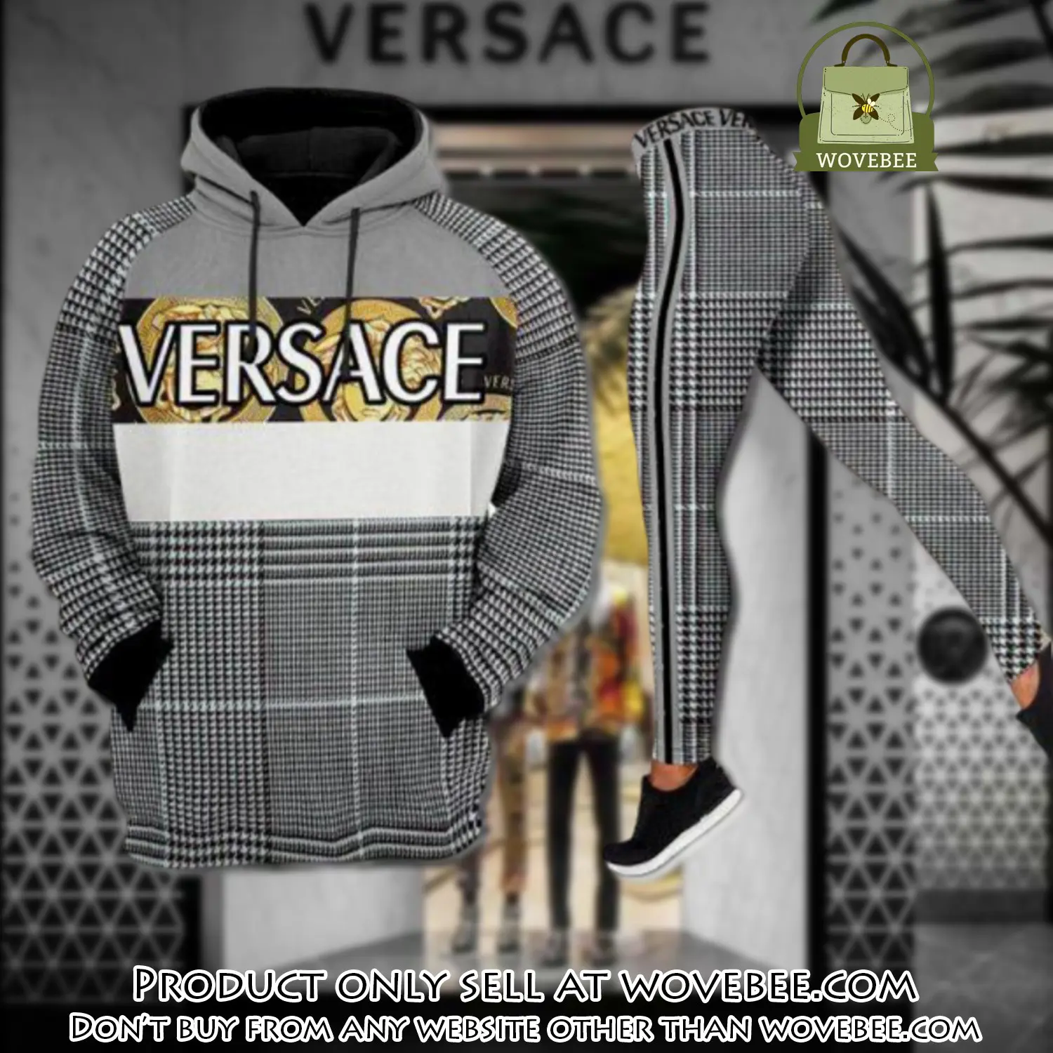 Gianni versace black white hoodie legging set luxury for women wvb5817743